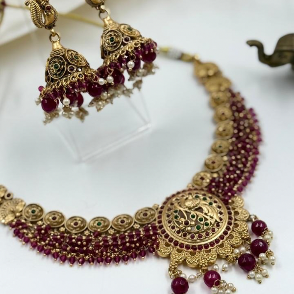 Peacock Royale – Ruby Elegance Necklace Set