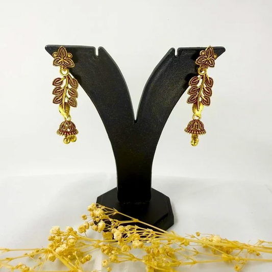 Golden Leaflet Dangle Earrings
