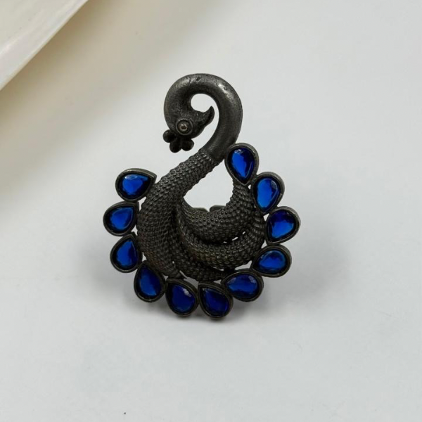 Midnight Peacock Majesty Ring