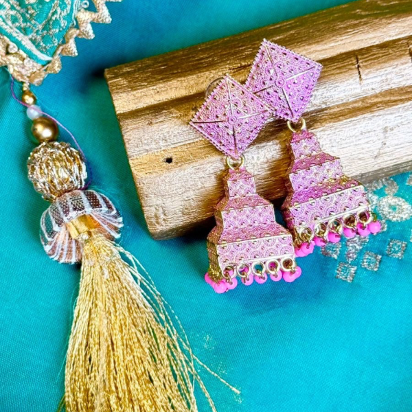 Gulabi Glow Oxidised Jhumka Earrings