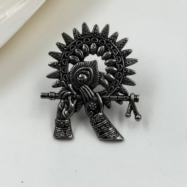 Antique Silver Krishna Flute Ring
