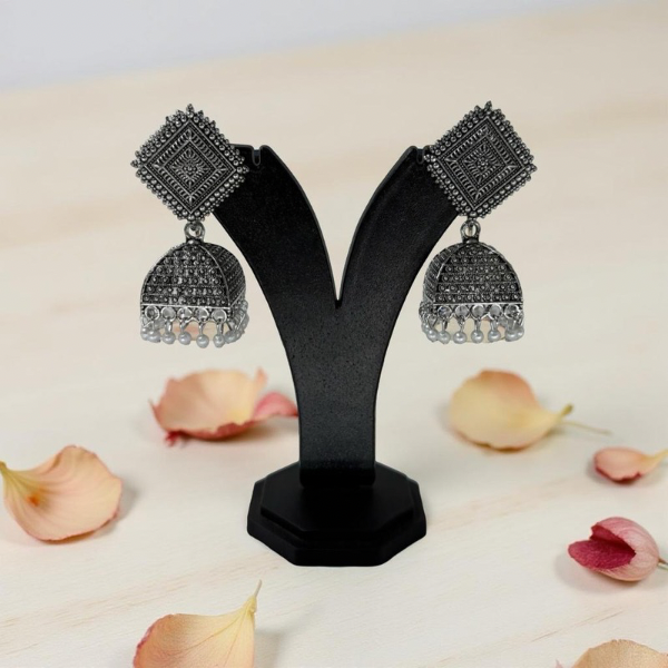 Royal Noir Oxidized Jhumka Earrings