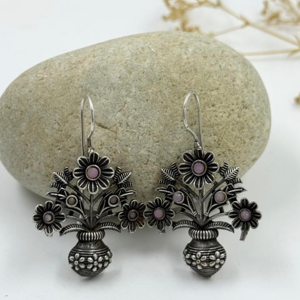 Flower Basket motif drop Earrings