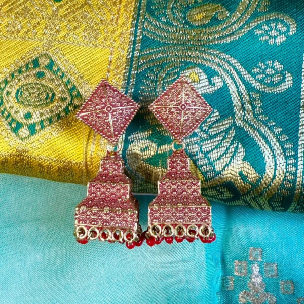 Royal Red Heritage Oxidised Earrings