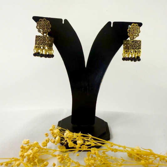 Mystic Black Jhumka Earrings