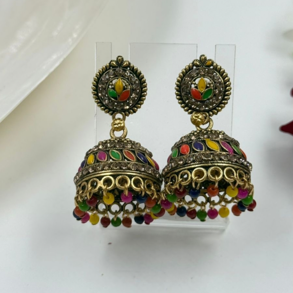 Vibrant Enamel & Beaded Bells Earrings