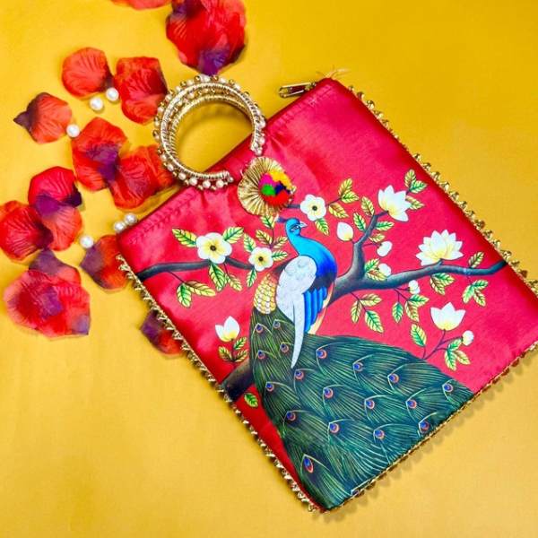 Elegant Red Peacock Potli