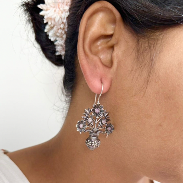 Flower Basket motif drop Earrings
