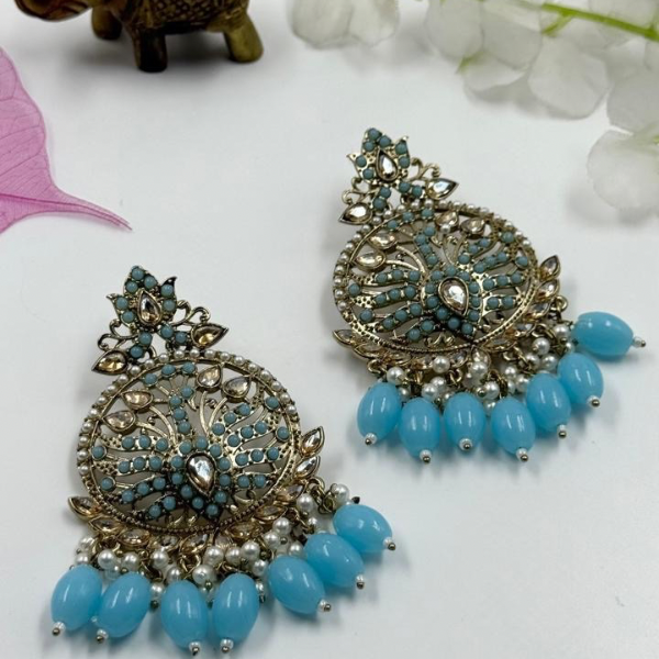 Dreamy Peacock Chandbali - Aqua Royale