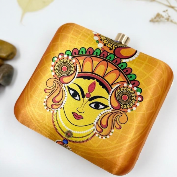 The Elegant Durga Ma Textured Printed clutch