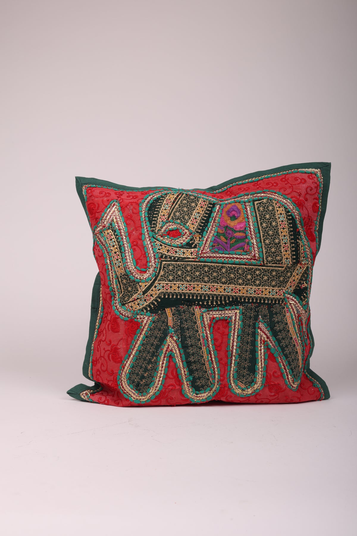 Elephant Design Hand Embroidered Rajasthani Cushion Covers - Set of 4