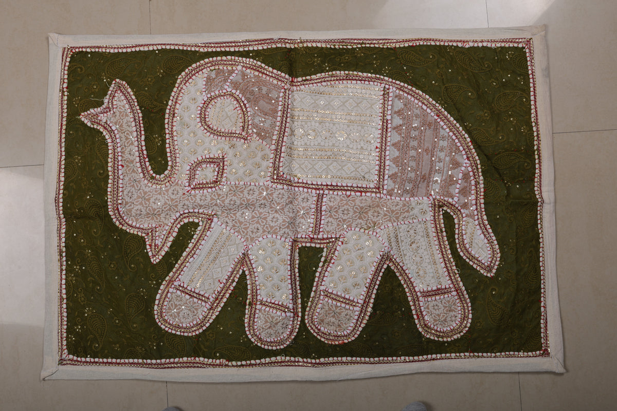 Hand Embroidered Elephant Wall Hanging - Rajasthani Theme