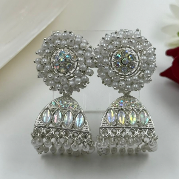 Shimmering Pearl & Iridescent Jhumkas