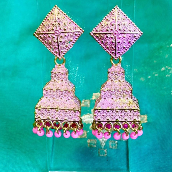 Gulabi Glow Oxidised Jhumka Earrings