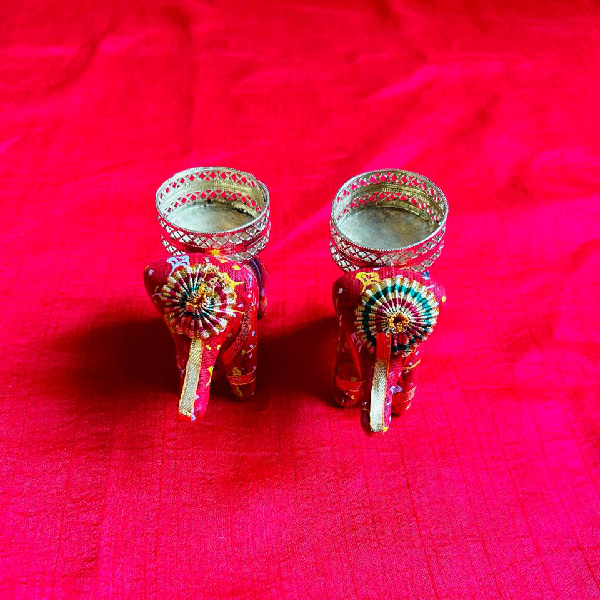 Radiant Elephant Candle Holder Diya Set
