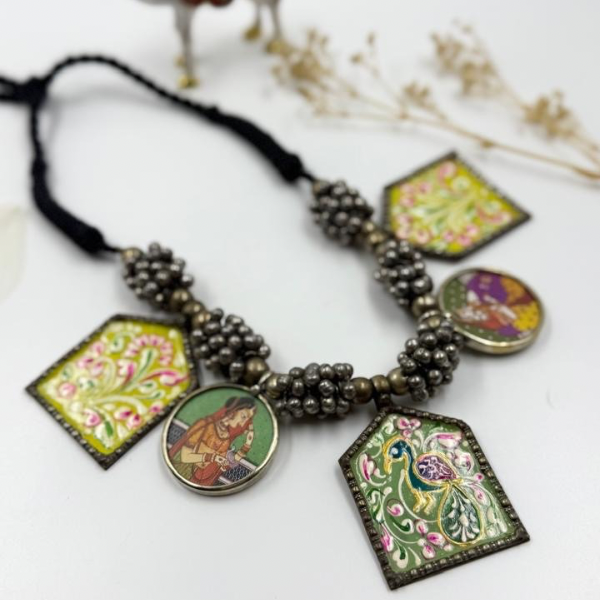 Peacock Royale Hand-Painted Necklace