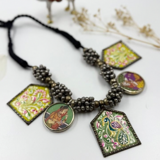 Peacock Royale Hand-Painted Necklace