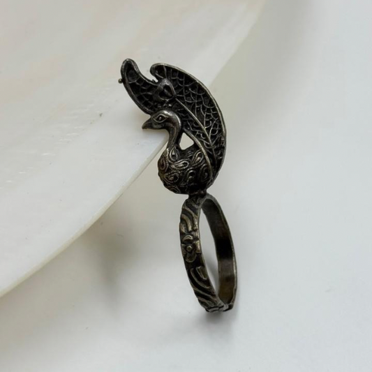 Antique Silver Peacock Ring