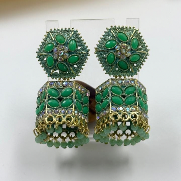 Mint Bloom Jhumka Earrings