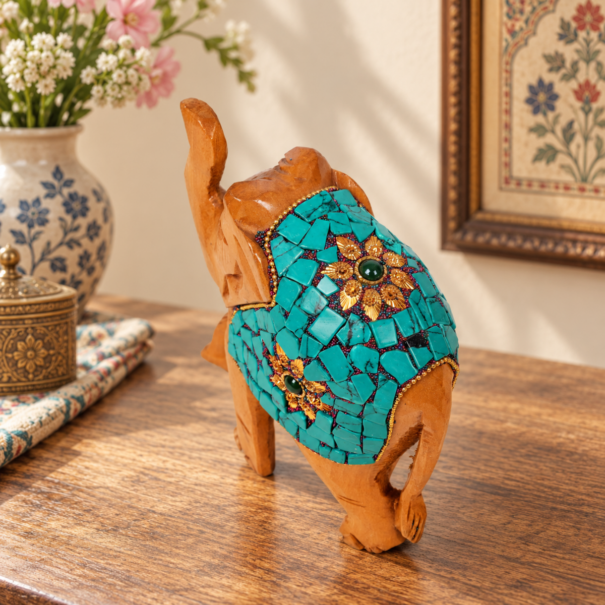 Wooden Elephants Set of 4 for Rajasthani Decor