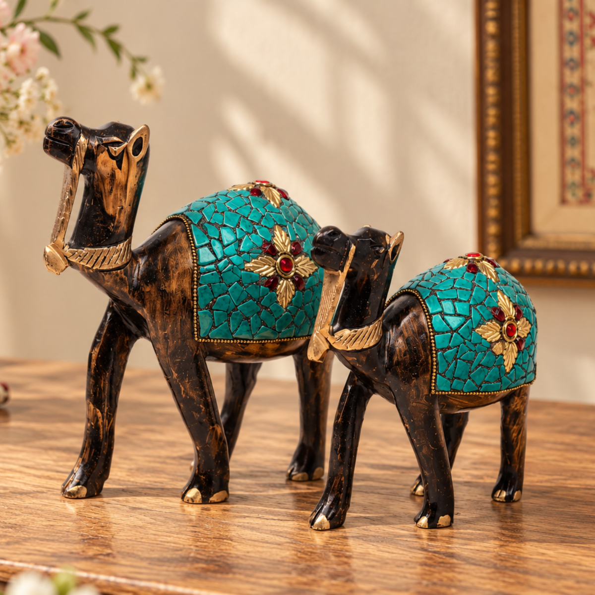 Blue Wooden Camel Set