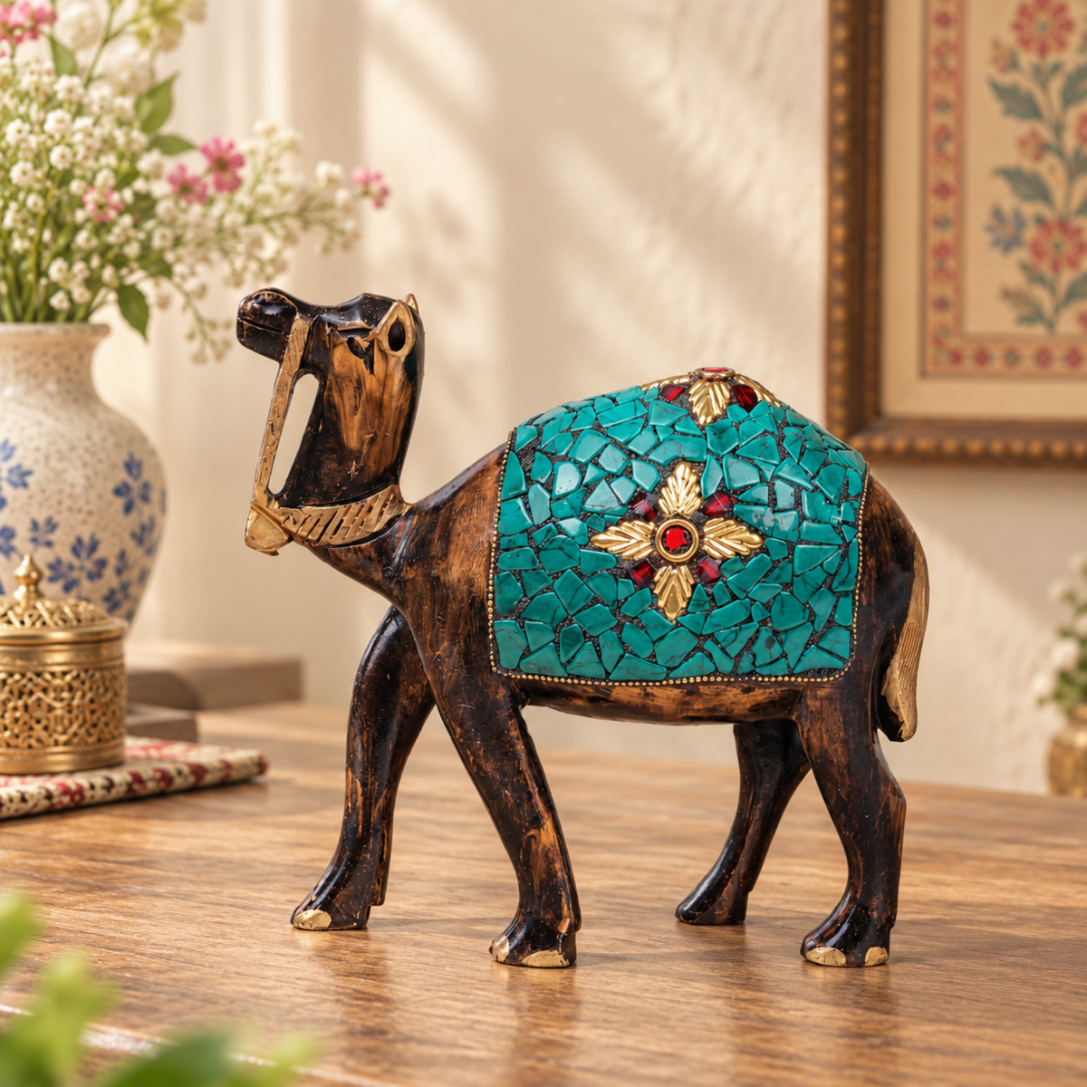 Blue Wooden Camel Set