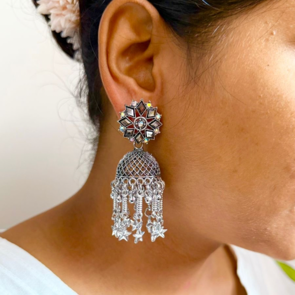 Charm Oxidized Jhumka Earrings