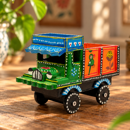 Multicolour Handpainted Truck Showpiece for Decor
