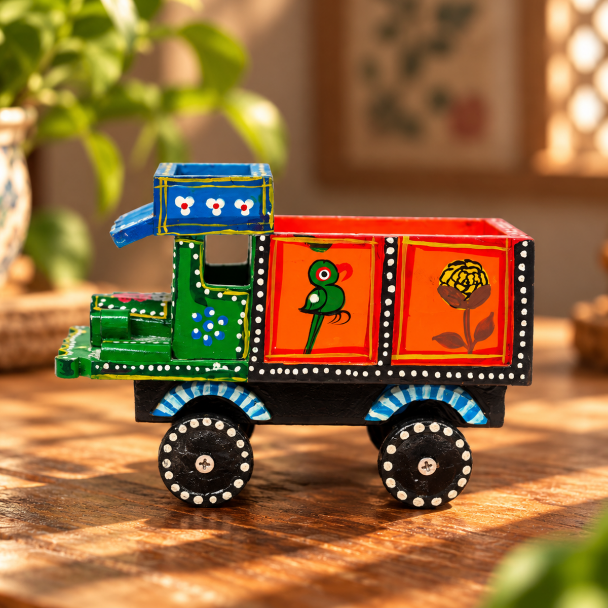 Multicolour Handpainted Truck Showpiece for Decor
