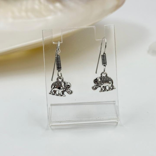 Mini Elephant Oxidised Earrings