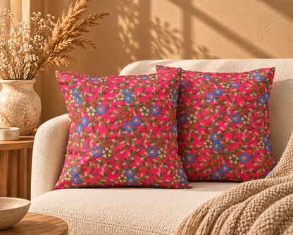 Mulitcolour Embroidered Pink Cushion Covers (set of 2)