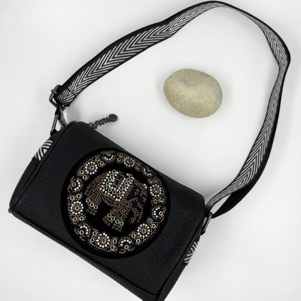 Midnight Black Sling Bag with Elephant Charm