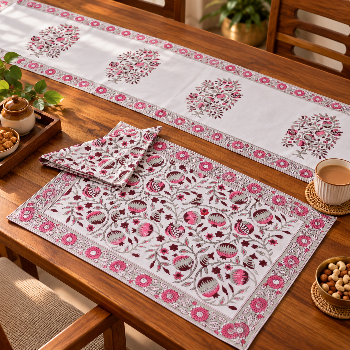 Dining Table Runners with Mats & Napkins - Block Print