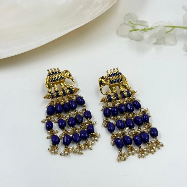 Vibrant Elephant Earrings (Blue)