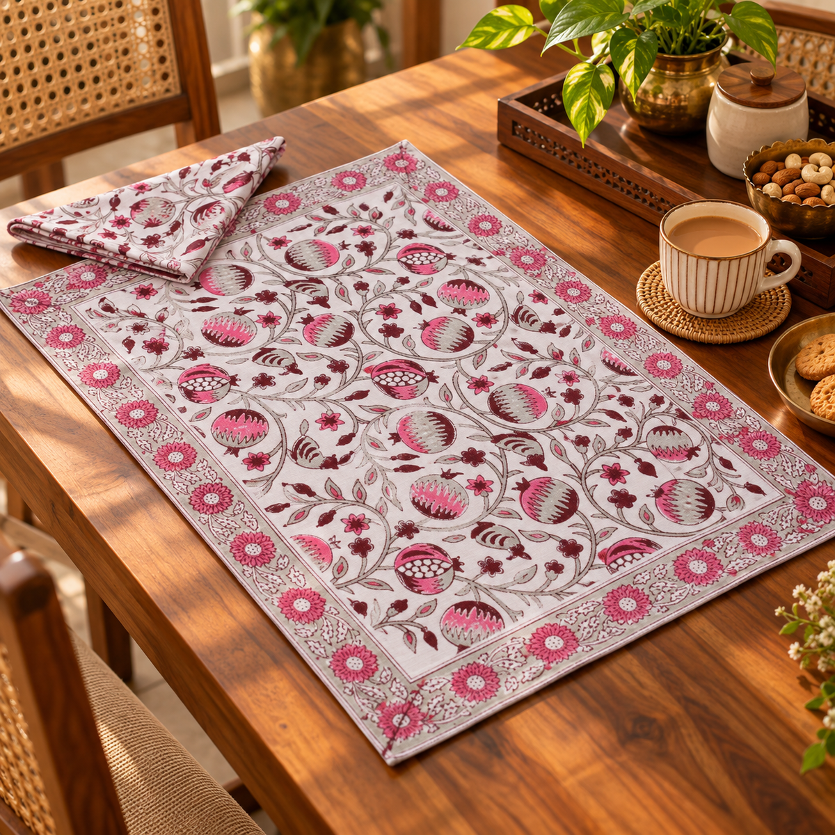 Dining Table Runners with Mats & Napkins - Block Print