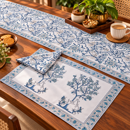 Dining Table Runners with Mats & Napkins - Block Print