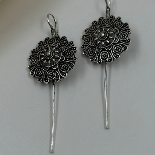 Floral Mandala Oxidised Silver Ear Cuff