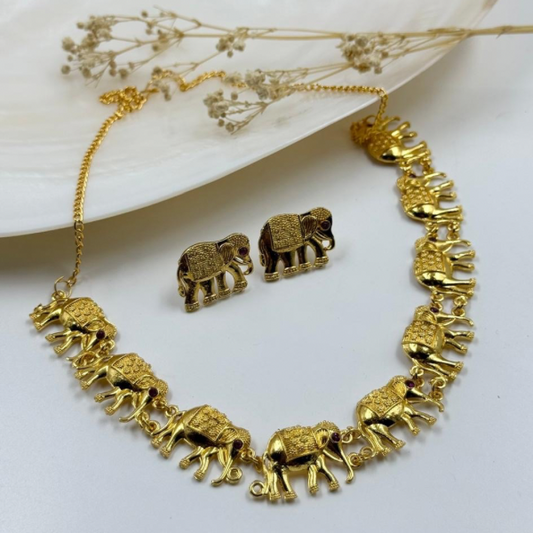 Golden Elephant Theme Necklace Set