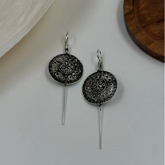 Boho Bloom Oxidised Silver Ear Cuffs