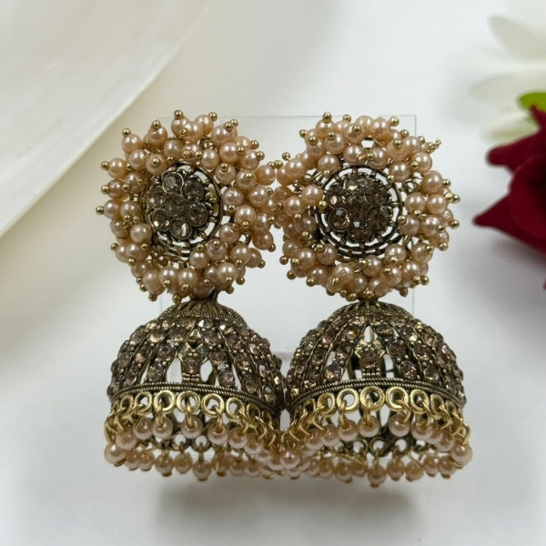 Vintage Pearl Cluster Jhumka Earrings