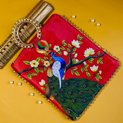 Elegant Red Peacock Potli