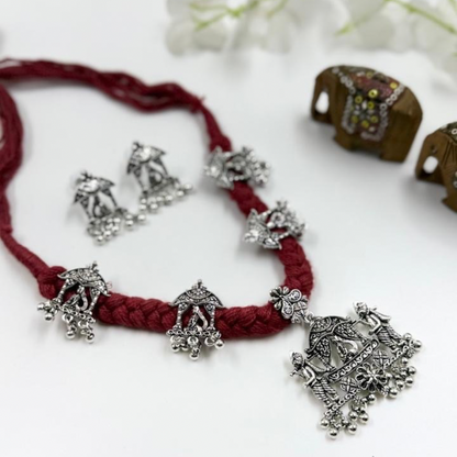 The Royal Red Dholi Necklace Set – Boho Tribal Elegance