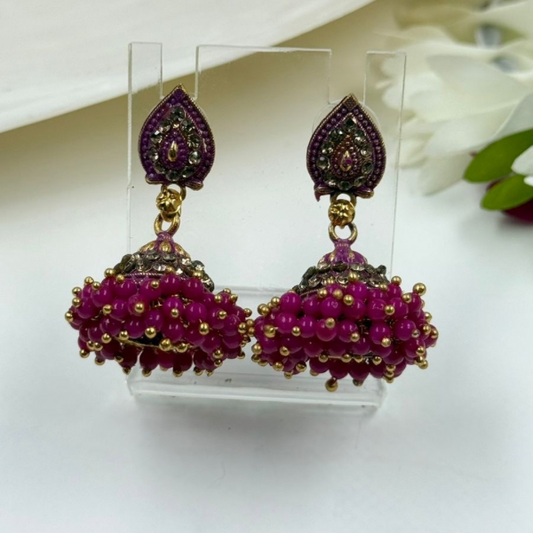 Bead Cluster Jhumka Earrings