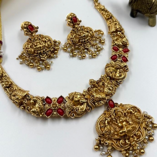 Royal Golden – Lakshmi & Gaja Temple Necklace Set