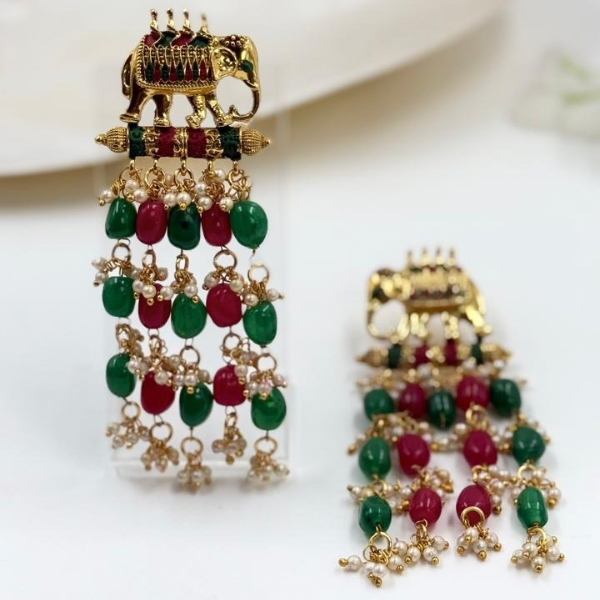 Vibrant Elephant Earrings (Red & Green)