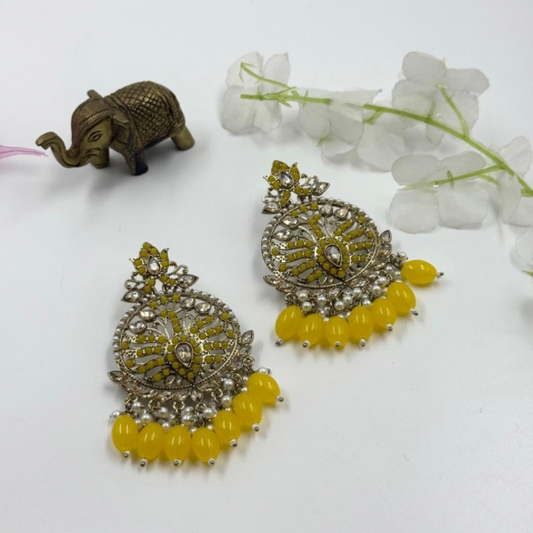 Dreamy Peacock Chandbali - Golden Glow