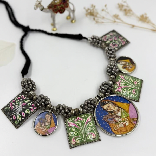 Royal Reflection Hand-Painted Necklace