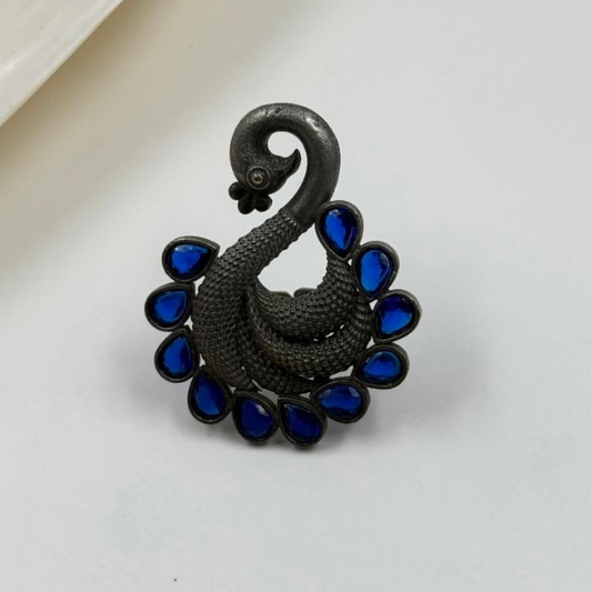 Midnight Peacock Majesty Ring