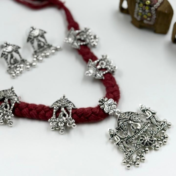 The Royal Red Dholi Necklace Set – Boho Tribal Elegance