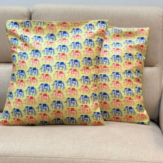 Colourful Elephant Print Cushion Covers - Ethnic Charm